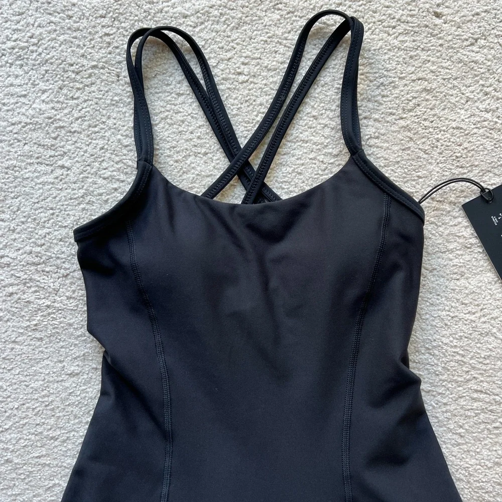 Abercrombie & Fitch YPB SculptLUX Strappy-Back Mini Dress Black Built In Shorts - Picture 10 of 16